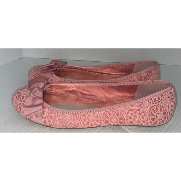 Alfani Flats Women’s 11M Pink Ballet Lace Bow Slip-On Shoes Round Toe Amor - Picture 4 of 14